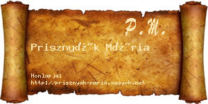 Prisznyák Mária névjegykártya